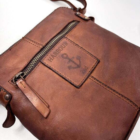 Harbour 2nd Taliza Crossbody Leather Bag Cognac Brown Rustic Washed Cowhide Boho - Picture 7 of 12